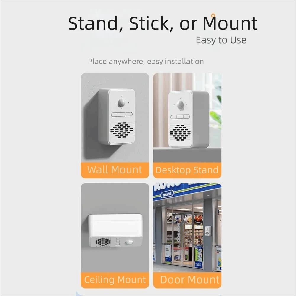 PIR Motion Sensor Wireless Smart Doorbell Audio Alert Anti-theft Voice Announcement Alarm Wall Mounted Waterproof
