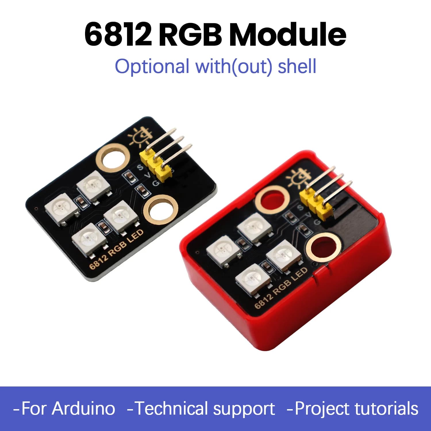 Keyestudio 6812 RGB module for optional Arduino with/without shell compatible with electronic blocks Lego Diy