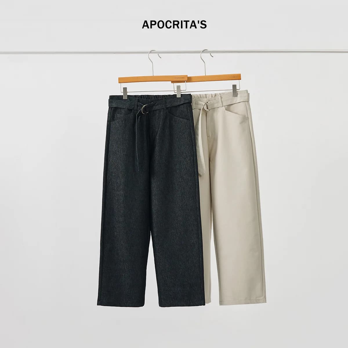 Pantaloni Casual da Uomo a Gamba Dritta, Vita Alta con Cintura, Versatili, Lunghi, in Misto Cotone, Stile Streetwear Giovanile