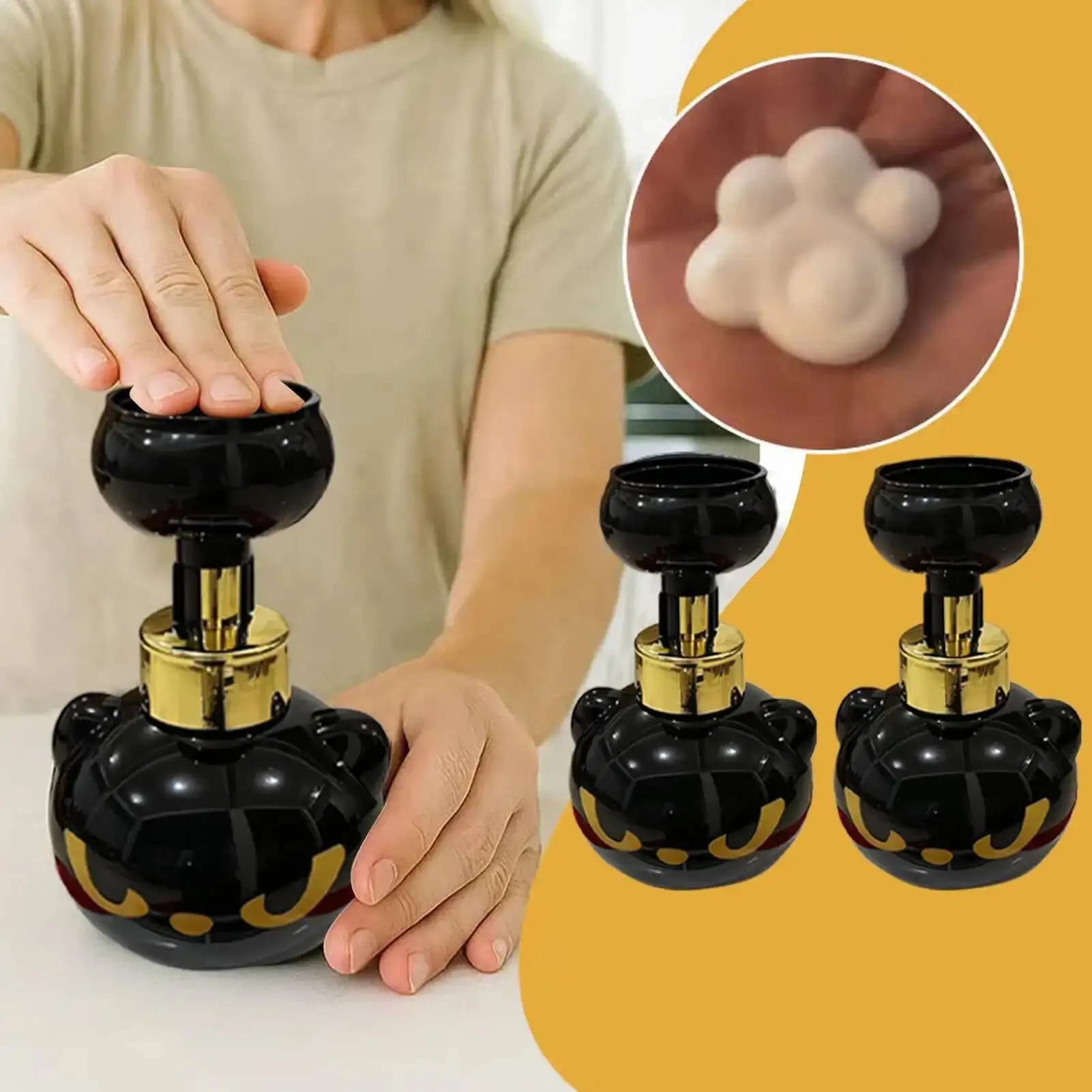 Simpatico gatto zampa stampa doccia schiuma riutilizzabile shampoo pompa contenitore dispenser sapone da cucina multiuso