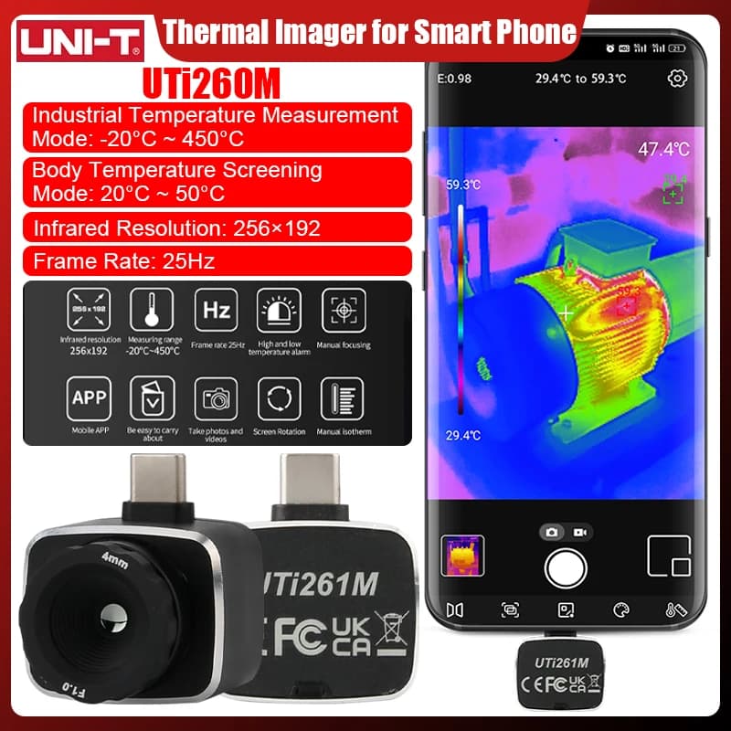 UNI-T UTi261M Thermocamera 256x192 Infrared Heat Image Thermal Camera for Android Phone (not for iPhone Type-C)