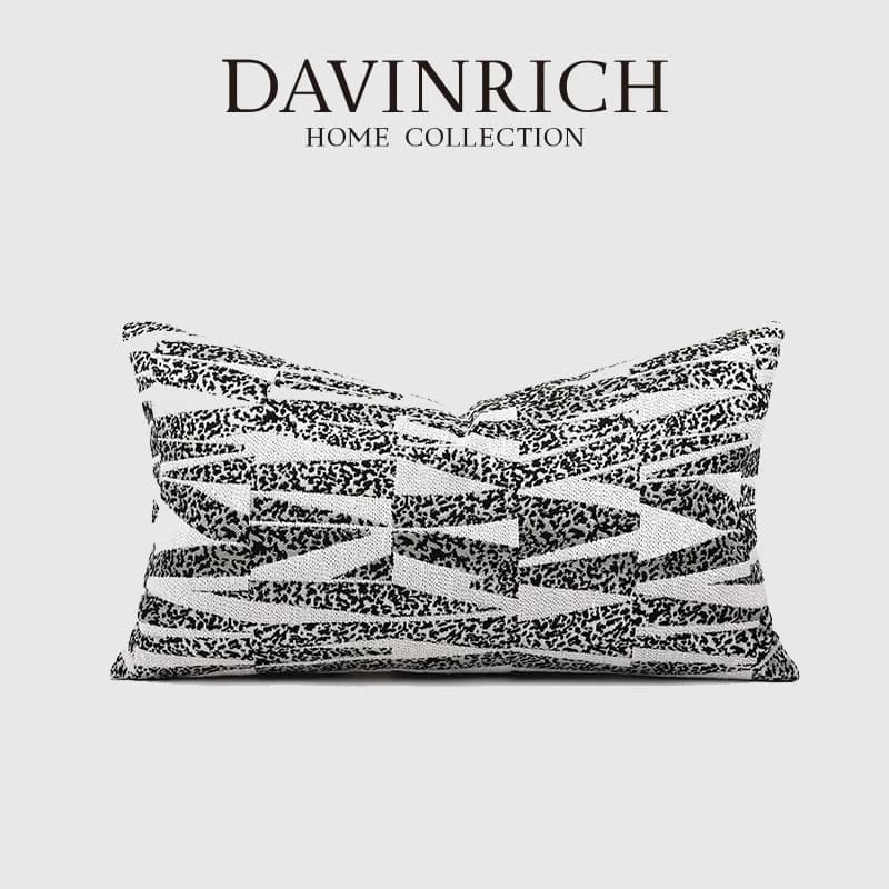 DAVINRICH Federa per cuscino lombare estetica contemporanea Bozzolo-Break Federa per cuscino Geo con struttura irregolare in bianco e nero per villa