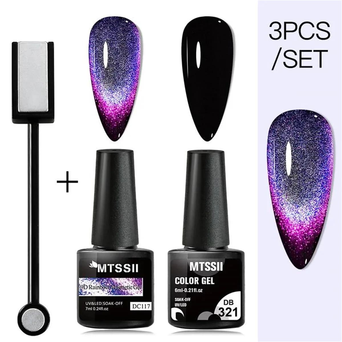 Mtssii Magnetico 5D Cat Eye Gel UV Set Smalto per unghie Magnete Laser Nail Art Vernice cielo scintillante Effetto giada Soak Off Gel UV Nail Art