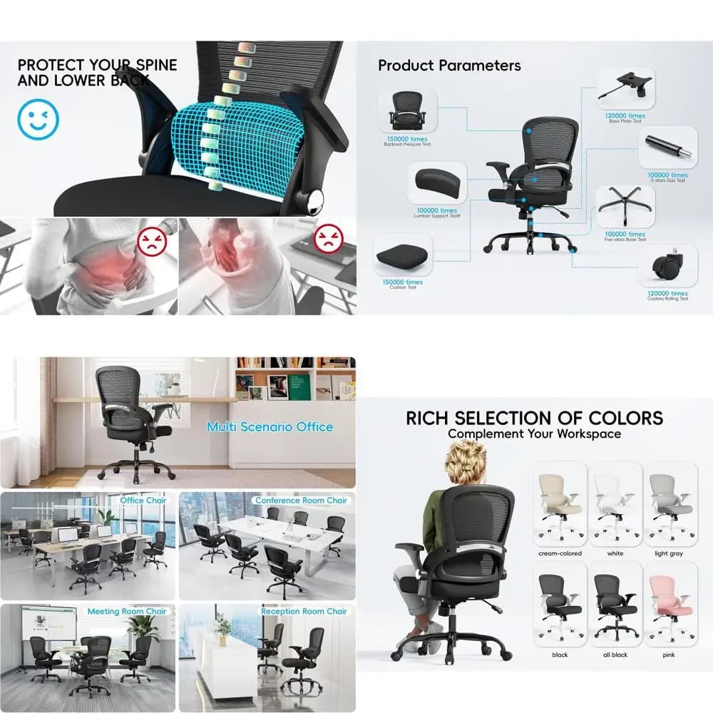 Sedia da ufficio ergonomica con schienale alto per scrivania di casa, sedile ampio per grandi e alti, sedia comoda per lavoro, studio e giochi (nero