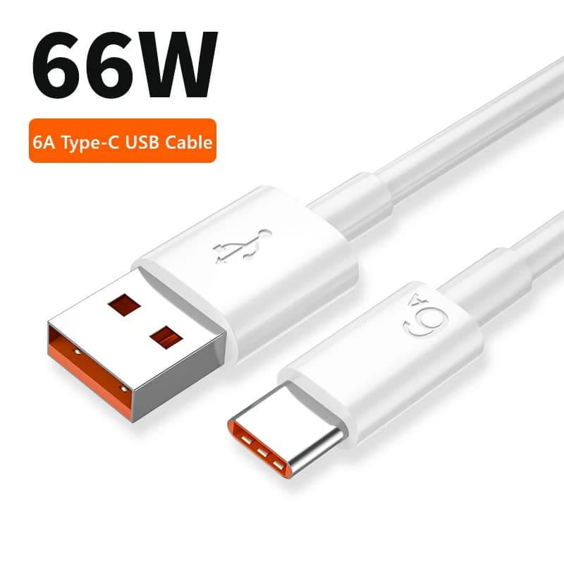 6A 66W USB Type-C Cable For Xiaomi 14 Redmi Note 13 POCO X5 Huawei Mate 50 P60 Honor 90 100 Super Fast Charger Type-C USB Cables