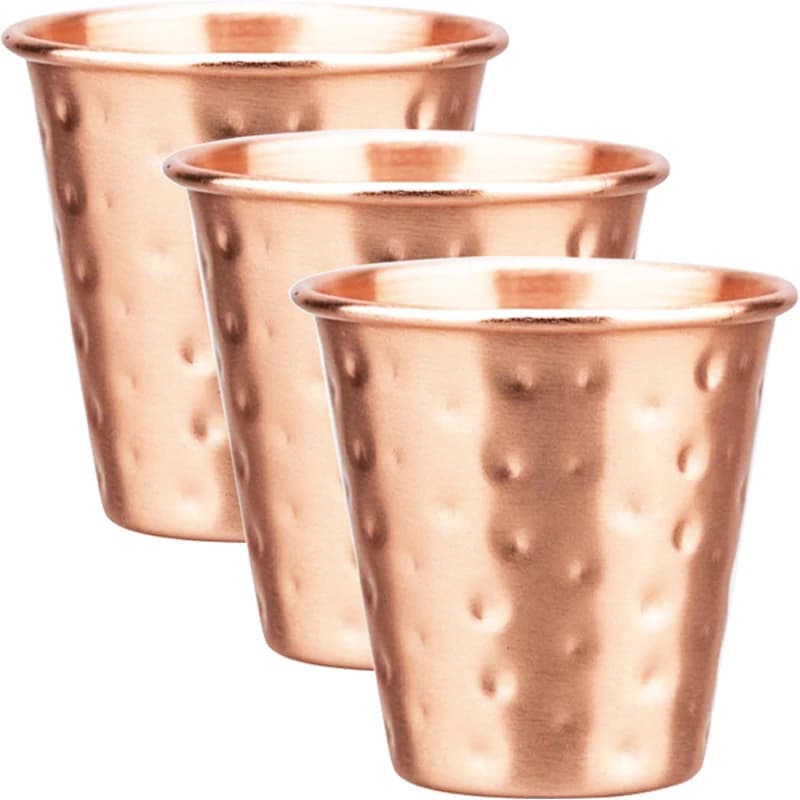 Set di 3/4 Tazze in Rame Puro al 100% da 60ml, Mini Tazze Moscow Mule in Rame Puro da 2oz, Bicchieri per Cocktail, Birra e Latte