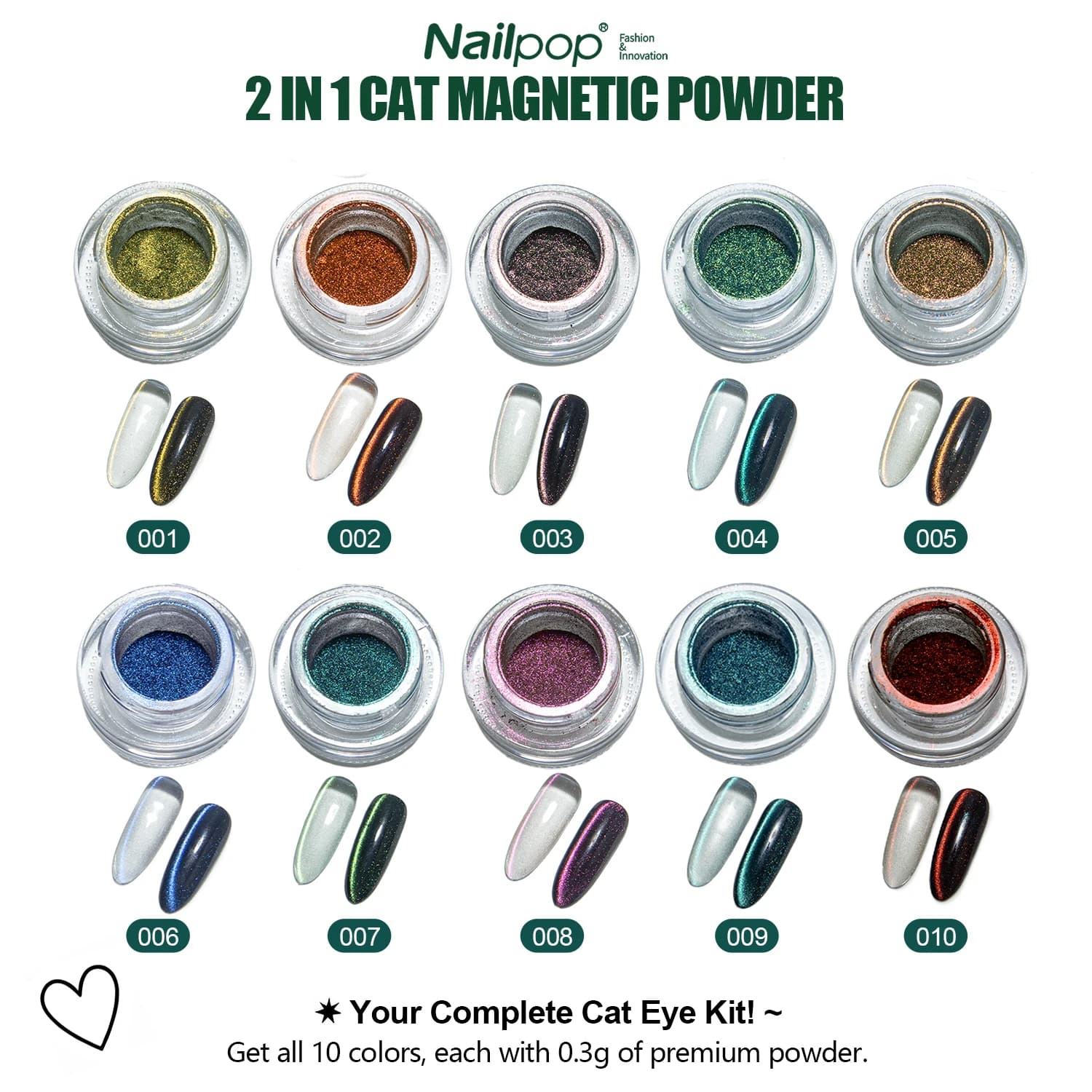 Nailpop 0.3g Moonlight Magic Mirror Powder Magnetic Cat Eye Glitter Nail Powder Decorazione Nail Art fai da te Strumenti per salone di bellezza cromati