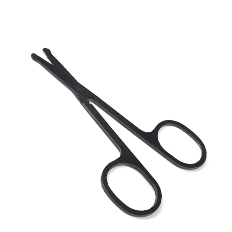 Unisex Stainless Steel Black Round Head Safe Nose Hair Scissors (Do Not Hurt Nose)