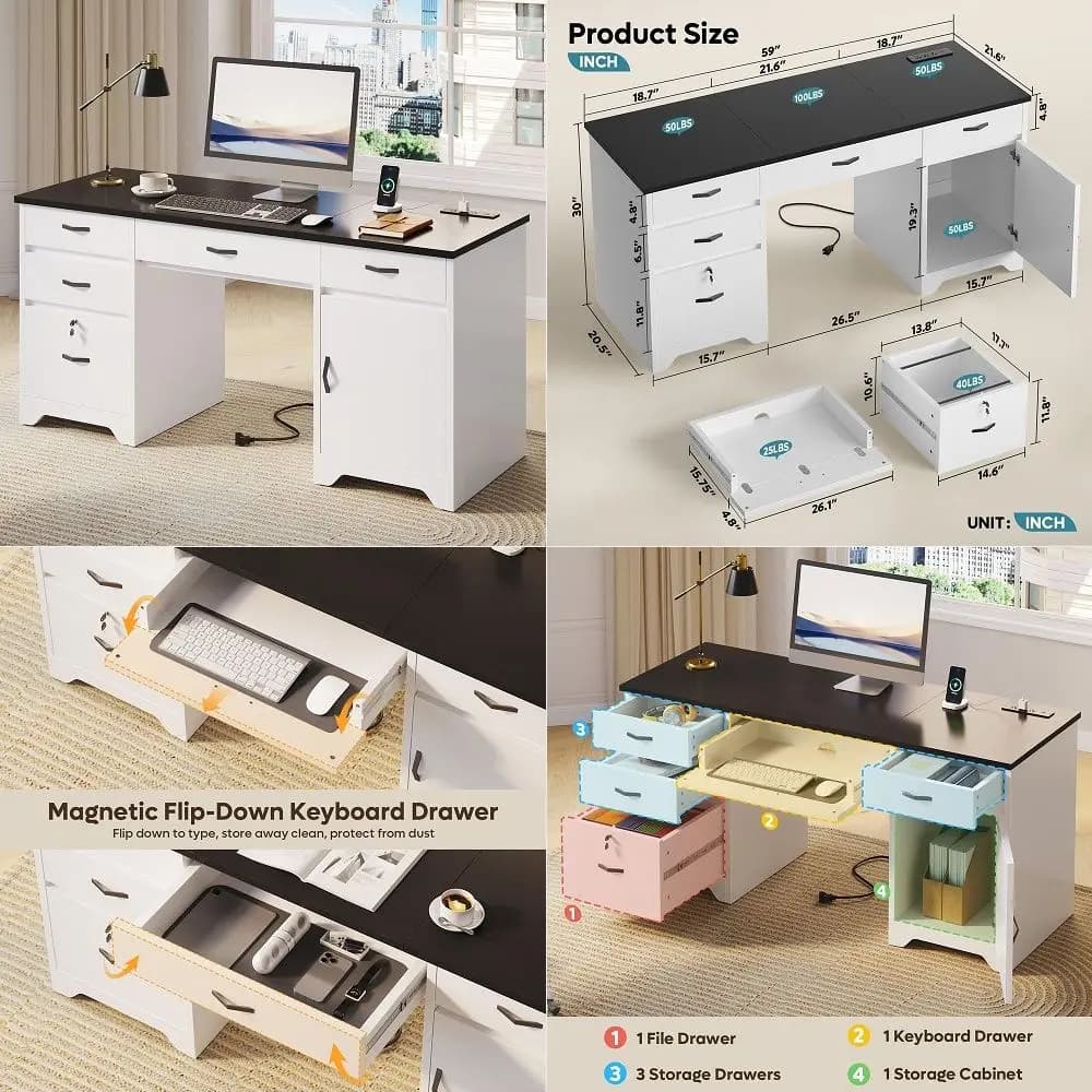 63 Inch Electric L Shaped Standing Desk with Keyboard Tray, Reversible Height Adjustable Corner Computer Desk with Monitor Stan