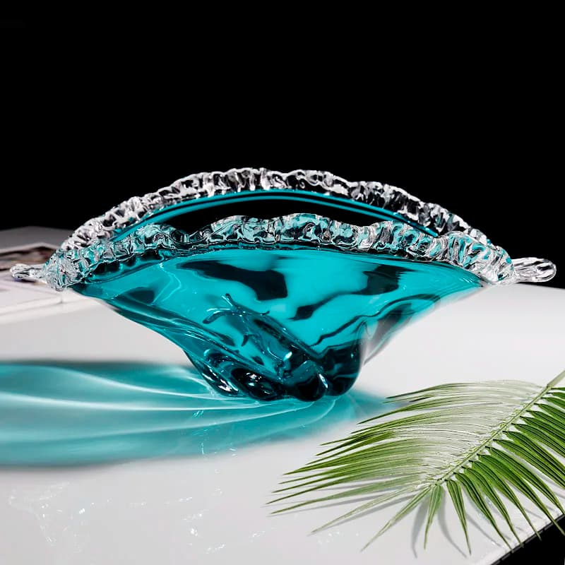 Piatto di frutta smaltato blu di lusso moderno e leggero, soggiorno domestico, creativo, grande piatto di frutta secca, arte decorativa, ornamento da tavolo