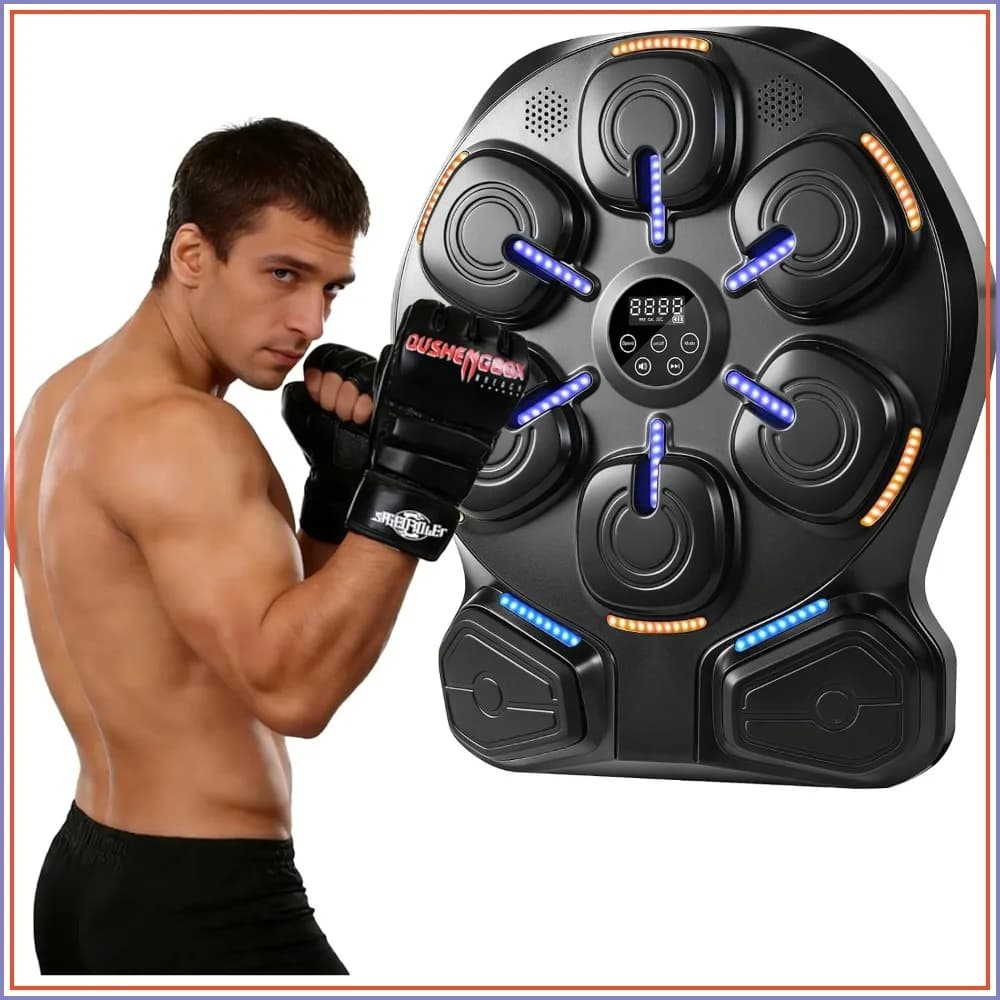 Smart Music Boxing Machine with LED Lights & Bluetooth – Interactive Punching Bag for Fitness, Rhythm Training & Stress Relief – Home Gym Equipment for Adults & Kids, 8 Hitting Points