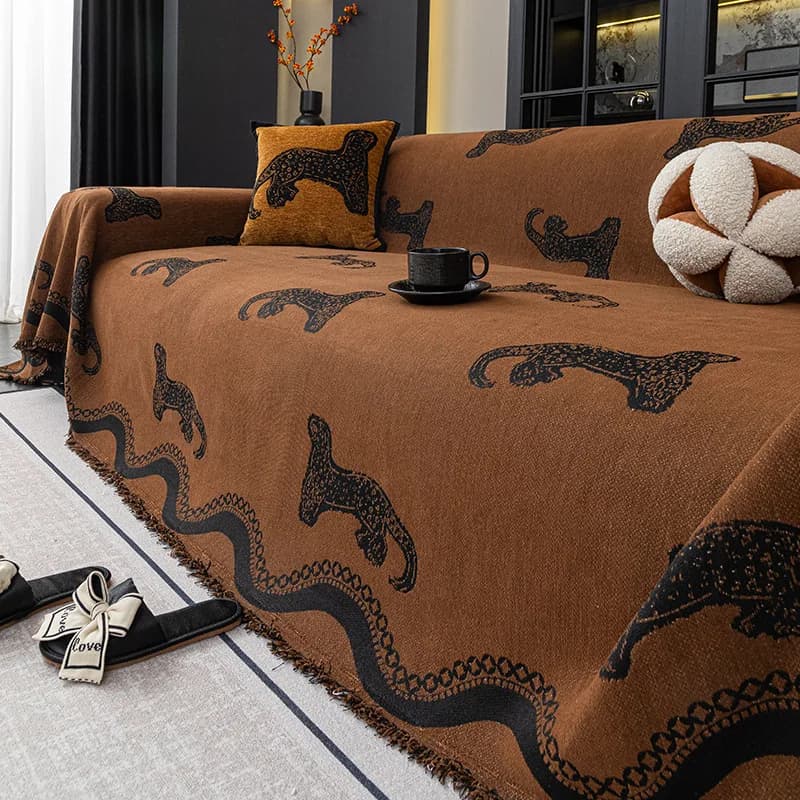 Sofa Cover Chenille Material All-Season Sofa Throw Bedside Blanket Cover Thickened & Non-Slip Leopard Home Decor