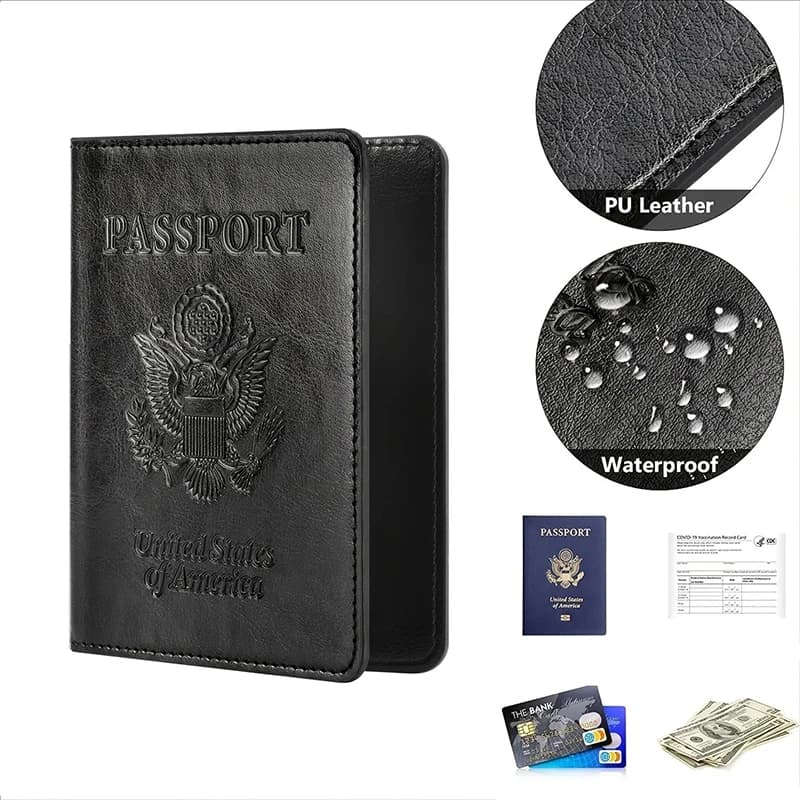 Embossed Pattern PU Leather Passport Holder Slim Document Cover Protector for Men and Women Daily or Travel Trip