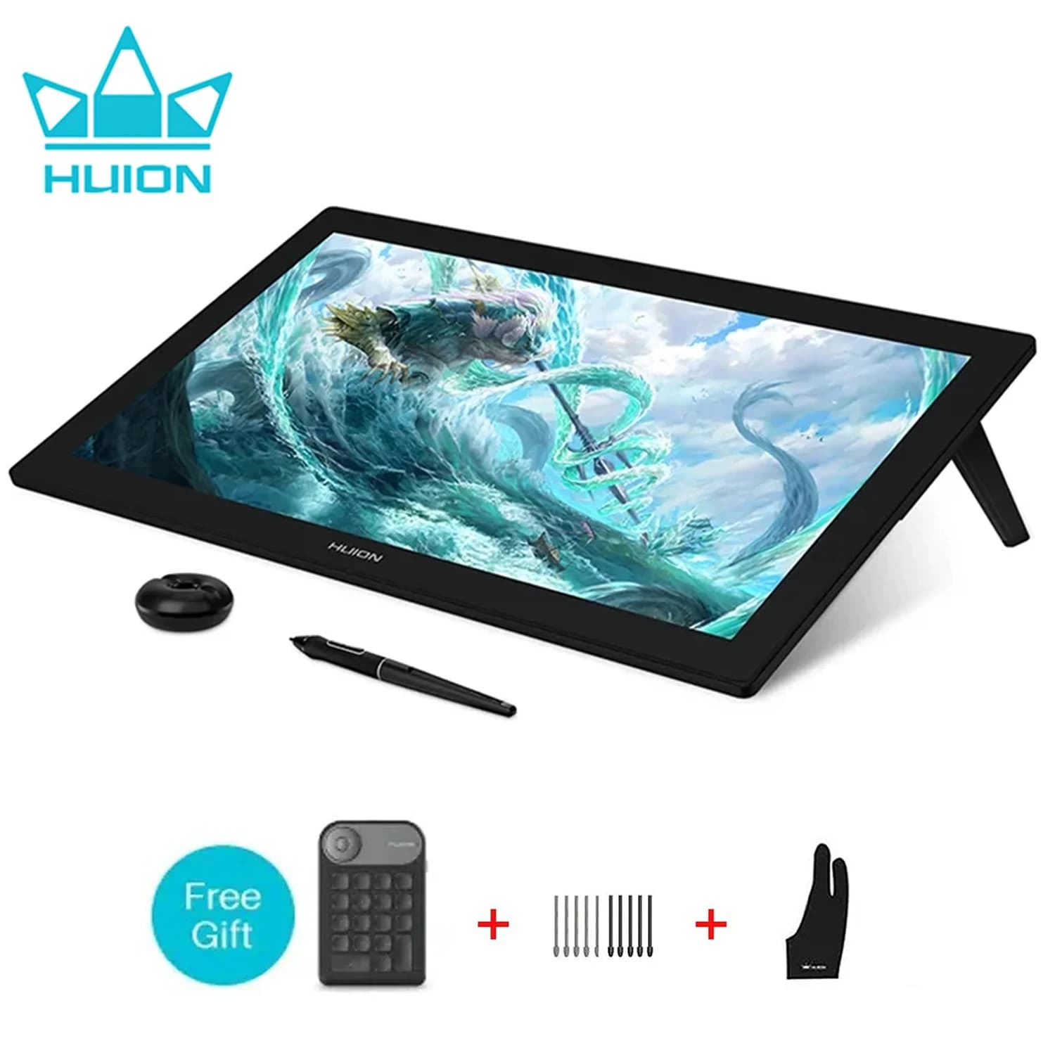 Graph Tablet Screen Huion Kamvas Pro 24 4K 23.8 inch 140% sRGB Fully laminated Professional Drawing Monitor Built-in Support
