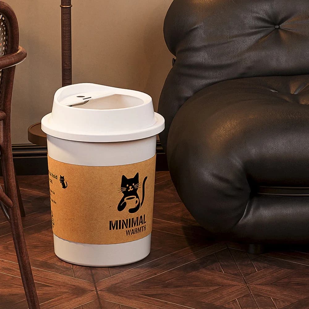 New Creative Coffee Cup Trash Can Milk Tea Shop Living Room Office Cute Trash Can Bucket Household INS Style Simple Trash Can