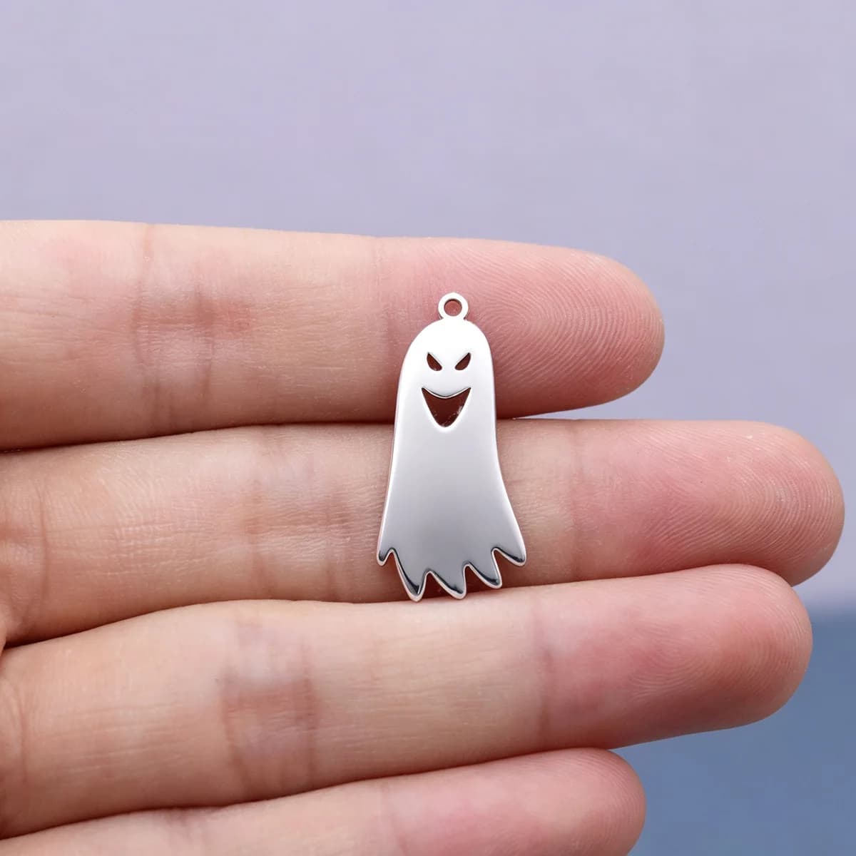 Set di 3 Ciondoli a Forma di Fantasma in Acciaio Inox, Accessori per Creazione di Gioielli Fai-da-Te, Collane e Orecchini, Vendita all'Ingrosso
