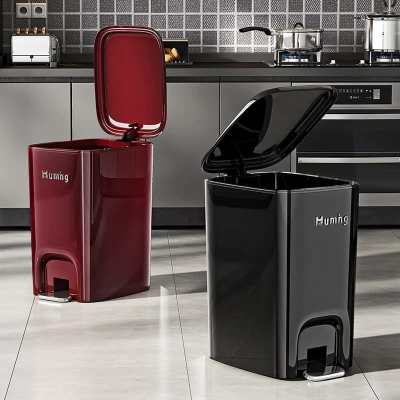 Cestino per Rifiuti Senza Coperchio, Contenitore in Plastica con Pedale, per Cucina, Soggiorno, Bagno, Antiodore, Grande Cestino con Coperchio