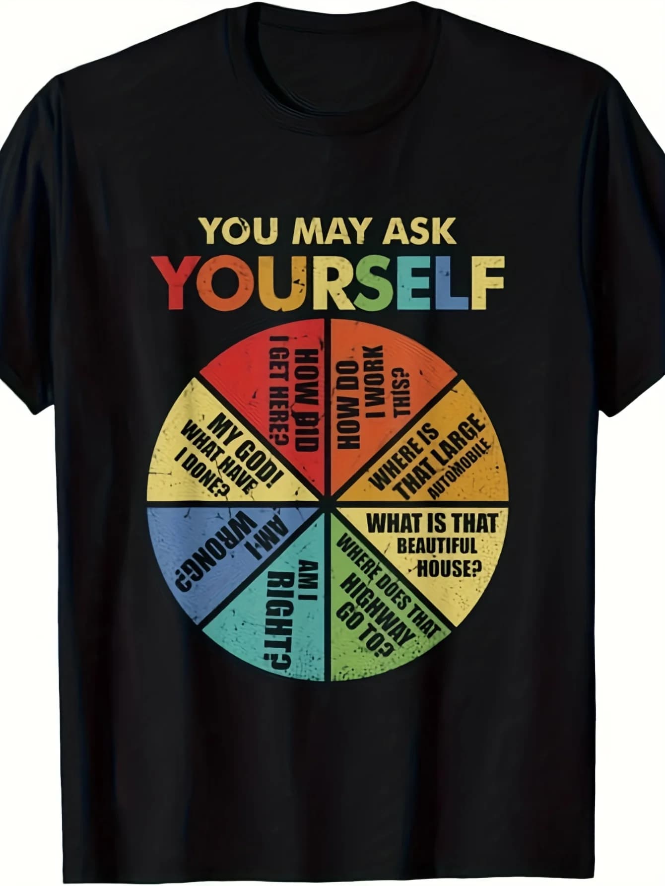 Unisex Crew Neck T-Shirt Featuring 80's Music Retro Lyrics Pie Chart - Soft and Airy Casual Tee - Ideal Gift for Birthdays and Everyday Wear