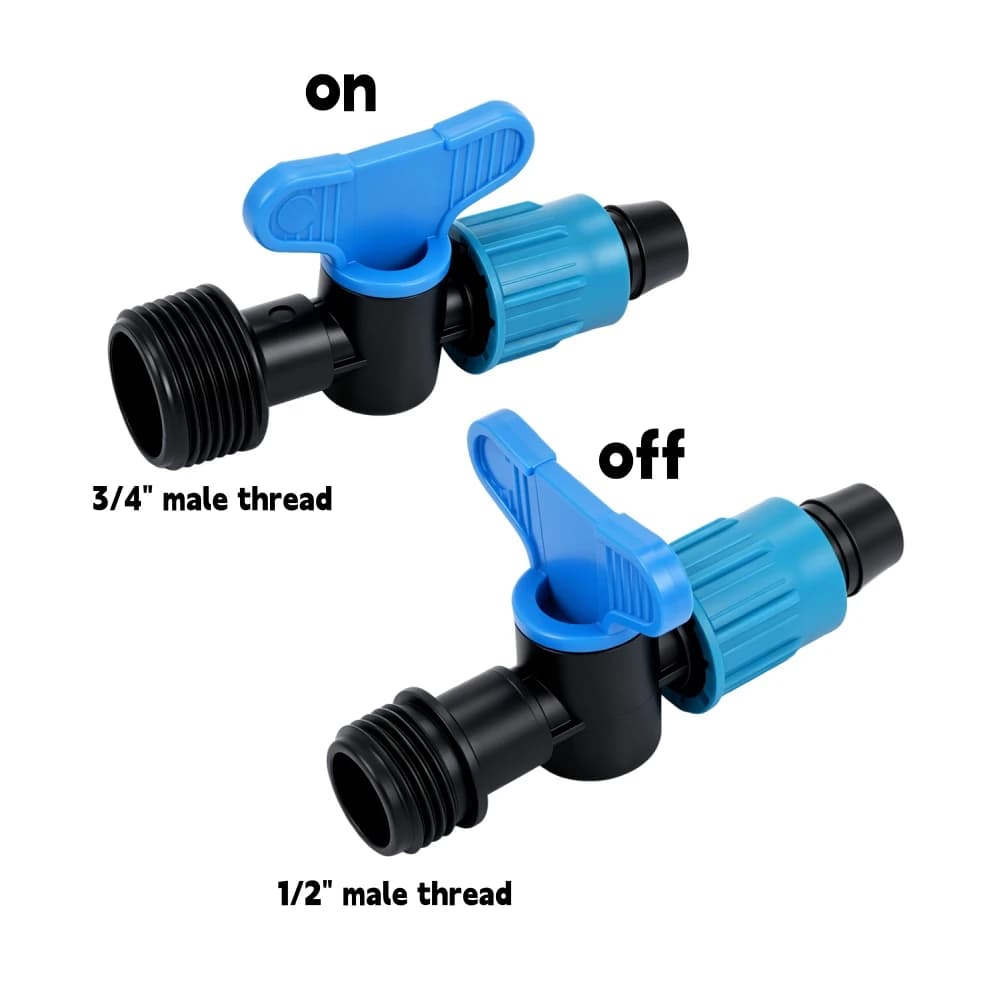 16mm Drip Irrigation Tape Connectors Straight and Bypass Waterstop Valve 1/2" 3/4" Male Thread PE Hose Shut Off Switch 10Pcs