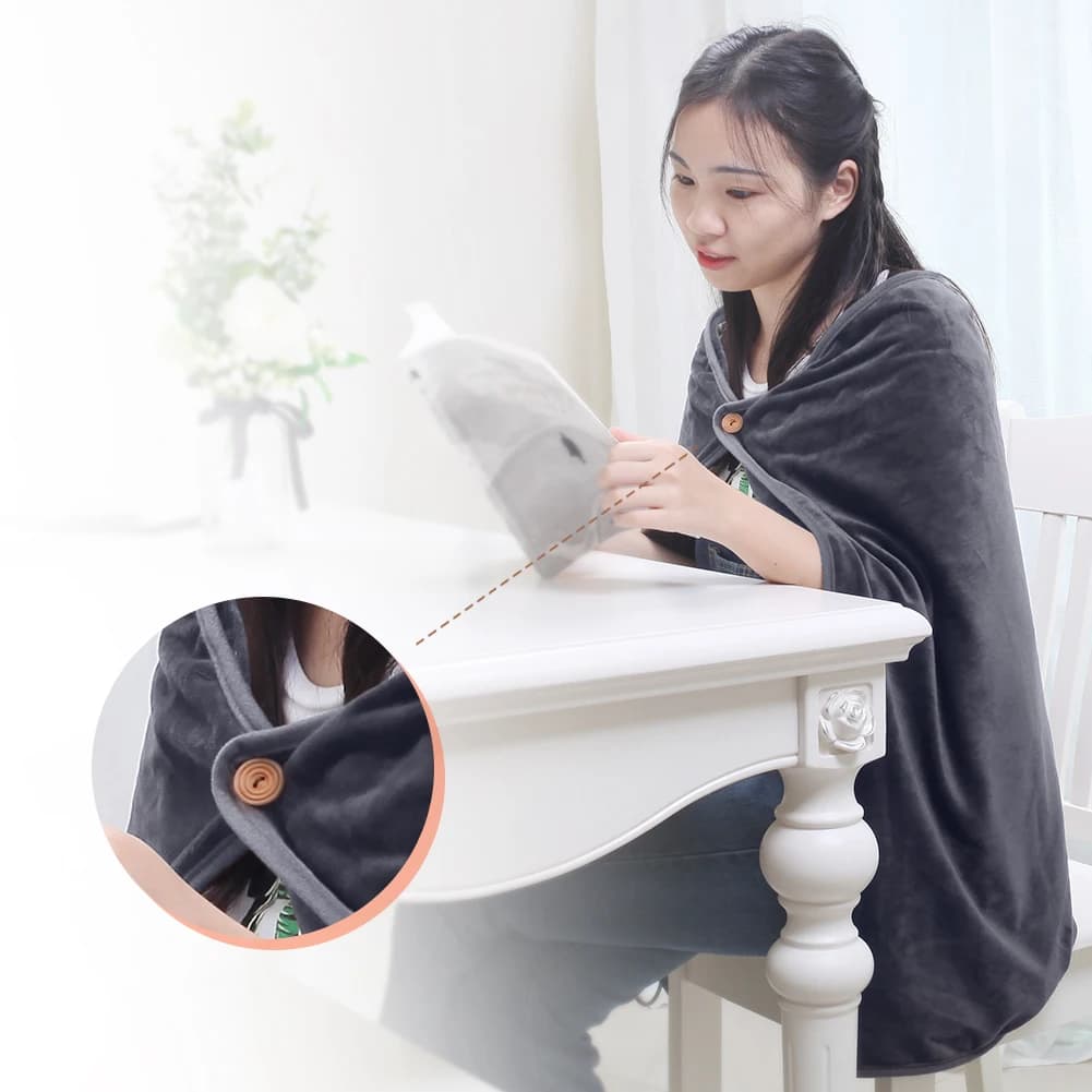 Scialle riscaldato elettrico 35-45 ° C per coperta calda leggera alimentata tramite USB per ginocchia e corpo morbida flanella lavabile