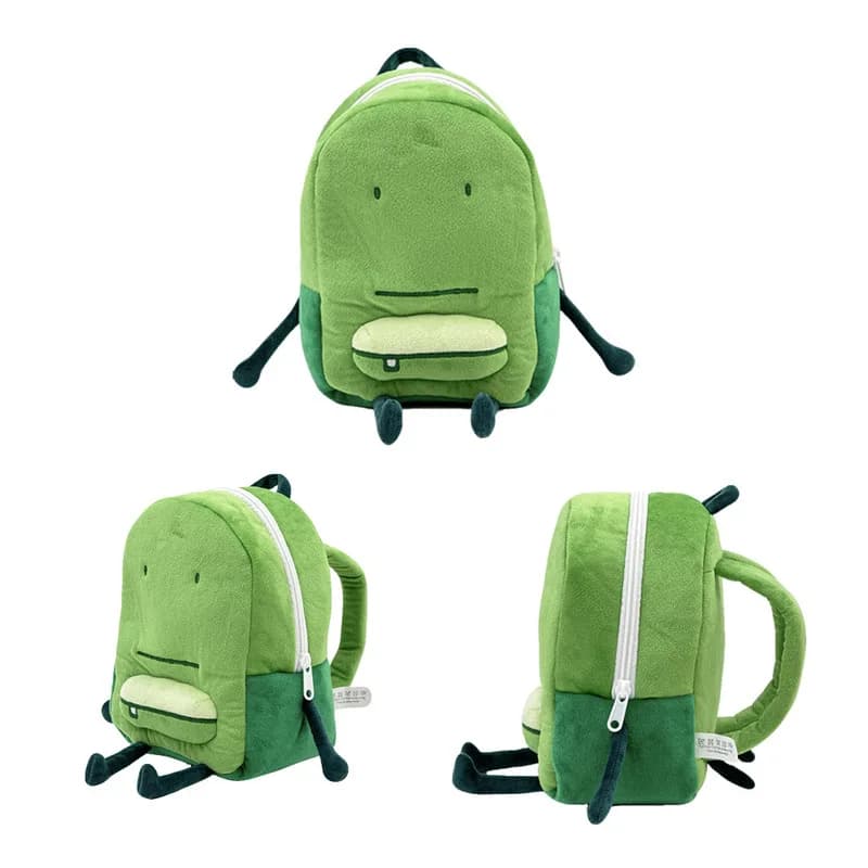 Zaino in peluche verde Liam, simpatico zaino giocattolo a forma di cartone animato, accessorio per videogiochi, per bambini, asilo, scuola, viaggi.