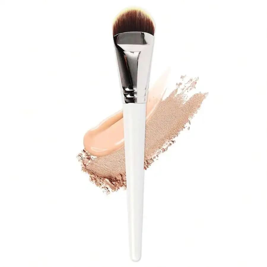 Pennello per Fondotinta a Forma di Lingua, Setole Sintetiche Morbide, Pennello Cosmetico per Contorno Viso ad Alta Copertura