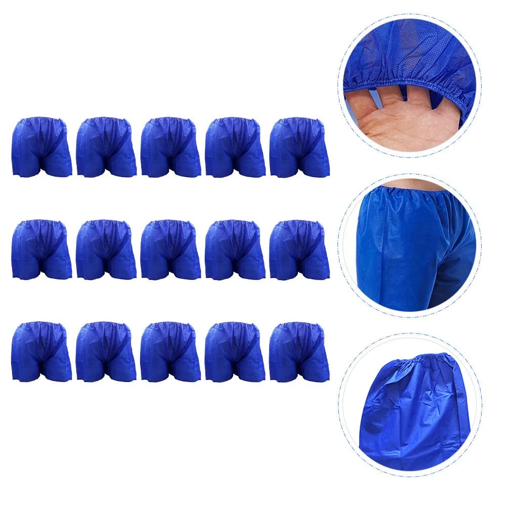 15Pcs Men's Disposable Sauna Underwear Blue Comfortable Non-Woven Fabric Elastic Waist Briefs for Spa Massage Use
