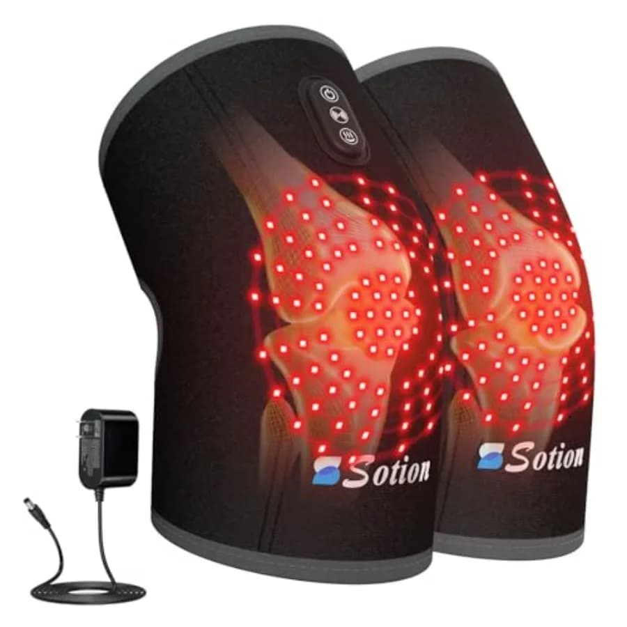 Dispositivo di Terapia a Luce Rossa e Massaggio Vibrante per Ginocchio - Dispositivo Riscaldato con Terapia a Luce Rossa 660nm e 850nm per Ginocchio/Articolazioni/Gomito/Spalla