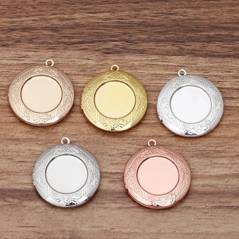 5 Pezzi Base per Ciondolo Medaglione Apribile in Rame per Donne, Base per Ciondoli Portafoto, Base per Cabochon, Forniture per Creazione di Gioielli Fai-da-Te