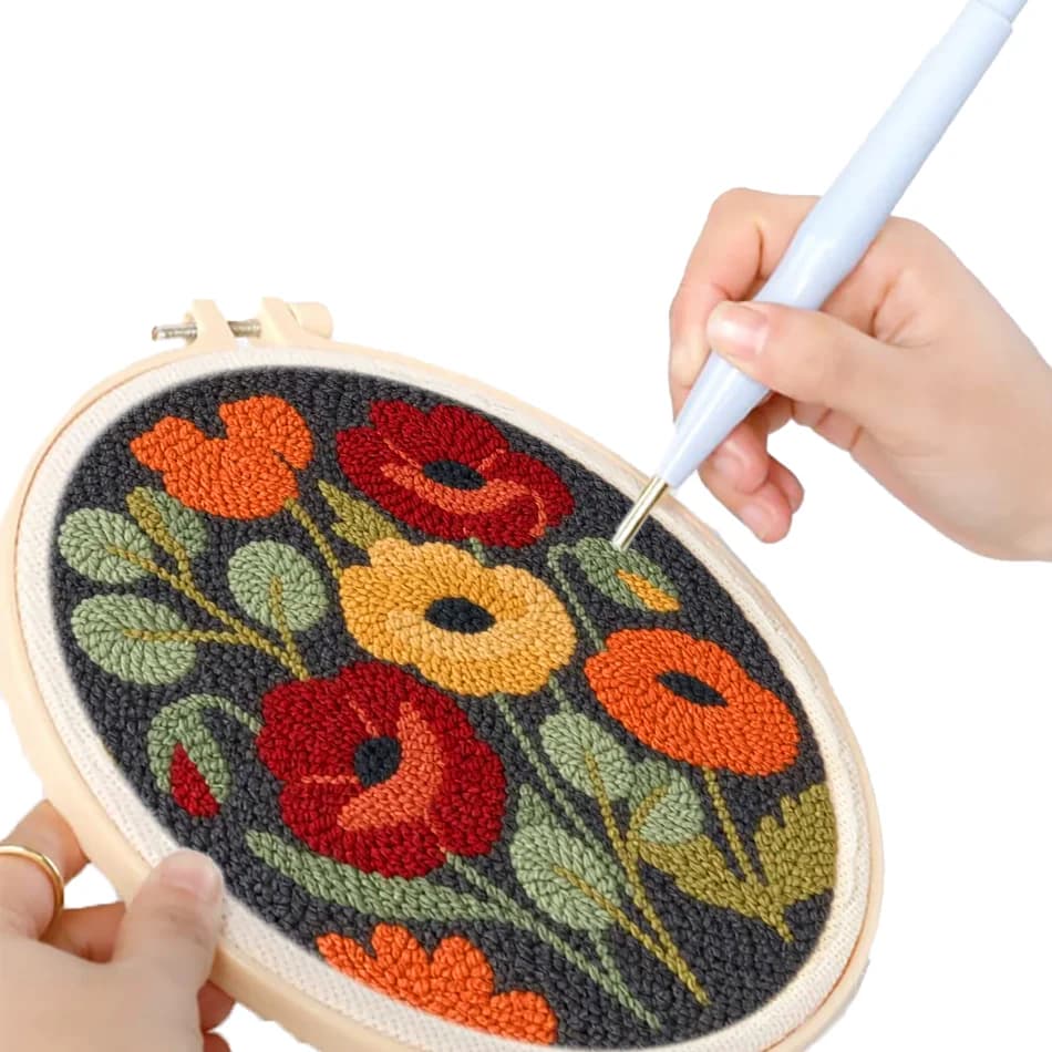GATYZTORY punch embroidery needle set Diy Gift flower cross stitch embroidery kit Yarn Tufting with frame wall decoration Crafts