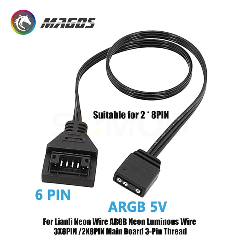 Cavo di sincronizzazione AURA ARGB 5V della scheda madre per cavo serie Lian Li Strimer Plus V1 V2, 6 pin o 8 pin opzionale