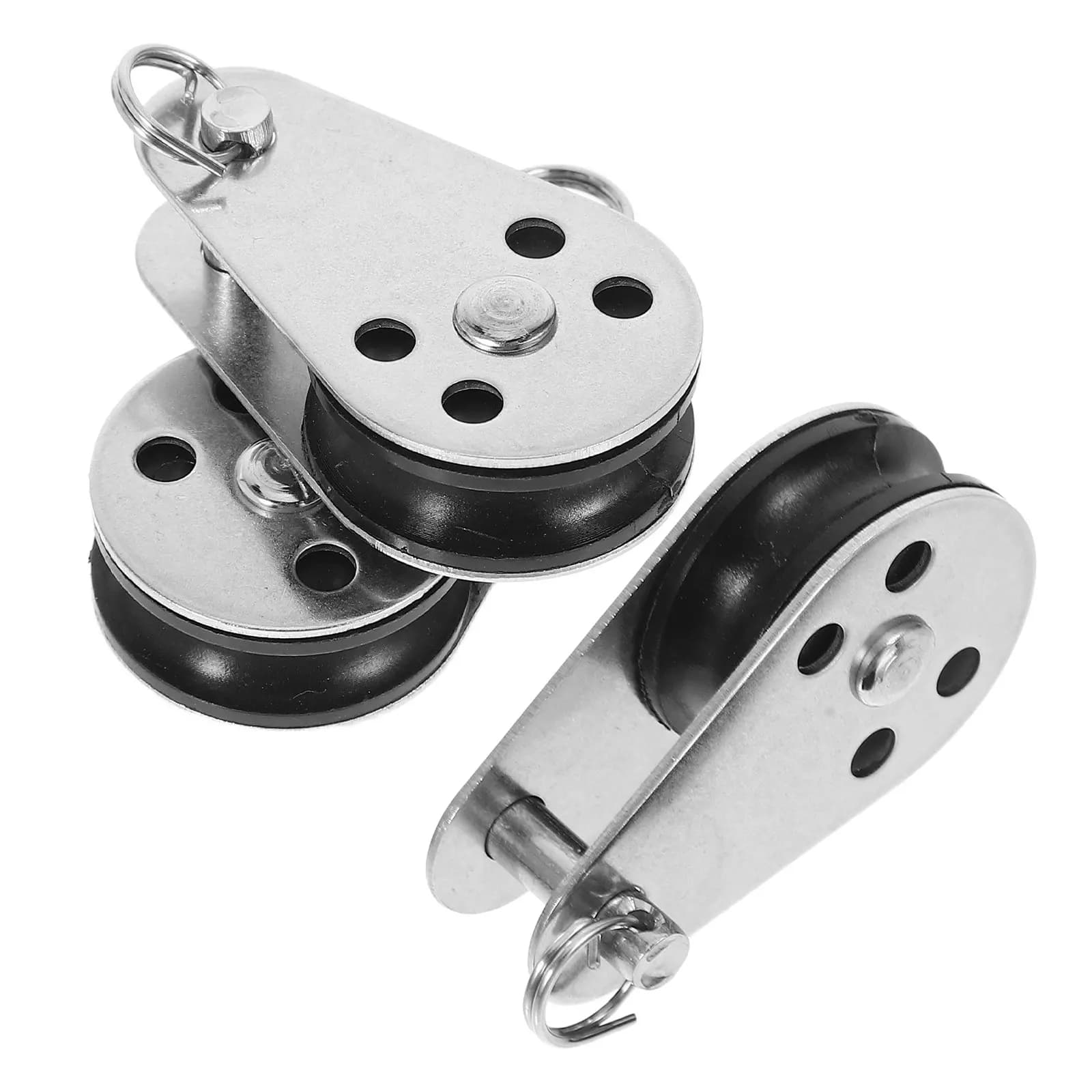 Stainless Steel Sailing Pulley Block 3Pcs Wear Resistant Smooth Marine Rope Hardware for Kayak Yacht Anchor