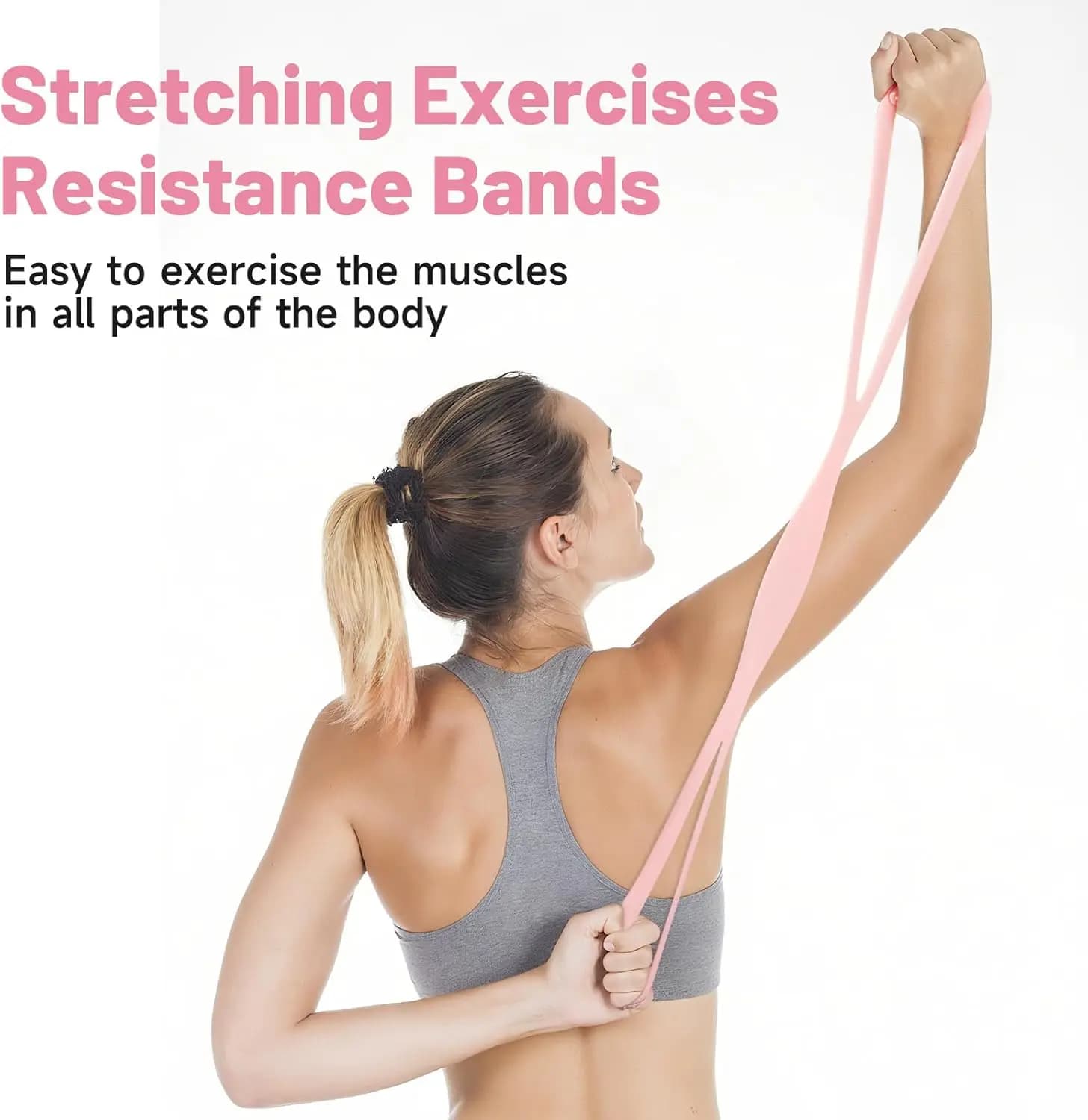 Figure 8 Resistance Band for Women, 8 Shaped Resistance Bands with Handles, Shoulder Back Arm Bands for Workout