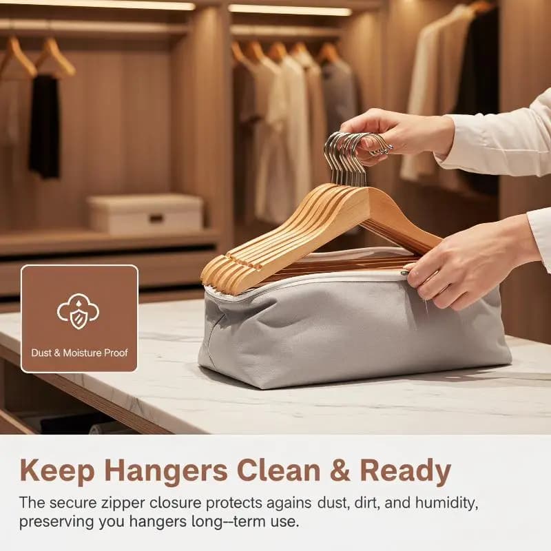Hanger Storage Bag Waterproof Fabric Clothes Hanger Organizer Holder with Handles for Bathroom Laundry Room Storage