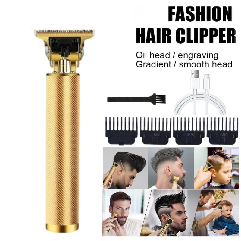 T9 Hair Trimmer with Sideburns Guide 4 Adjustable Combs Cleaning Brush USB Wire Cordless Beard Clipper for Men Precision Styling