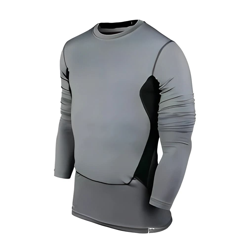 T-shirt da corsa a maniche lunghe da uomo, basket, calcio, compressione termica
