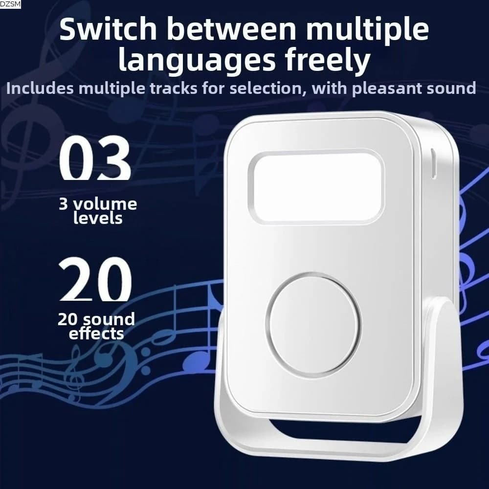 Sensore a Infrarossi Intelligente per Campanello di Benvenuto con Funzione di Registrazione, Rilevatore di Movimento PIR, Sensore per Porta, Allarme Smart Wireless