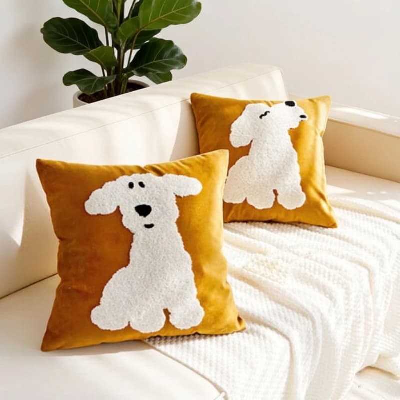 Fodera per cuscino 45x45 con ricamo a forma di animale, per divano, camera da letto, decorazione per la casa, morbida fodera in peluche per cuscino decorativo