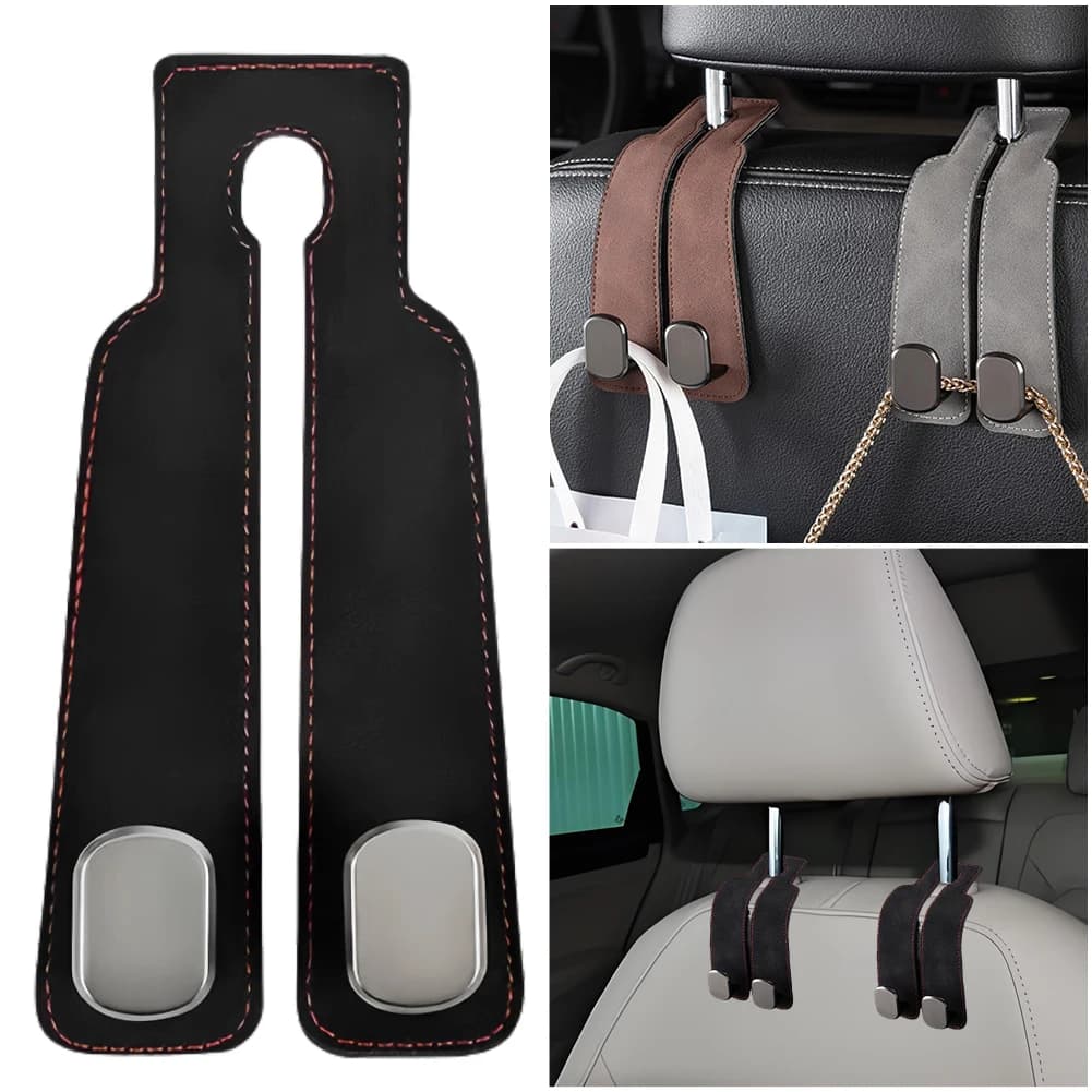 Gancio per poggiatesta per auto Gancio per gancio portante grande in microfibra scamosciata Gancio per organizer per sedile posteriore automatico per veicolo SUV Auto