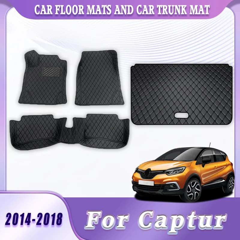 Complete Set Car Mats Tronco Liner For Renault Captur 2018 2017 2016 2015 2014 Waterproof Anti-slip Easy to clean Accessories Carpets
