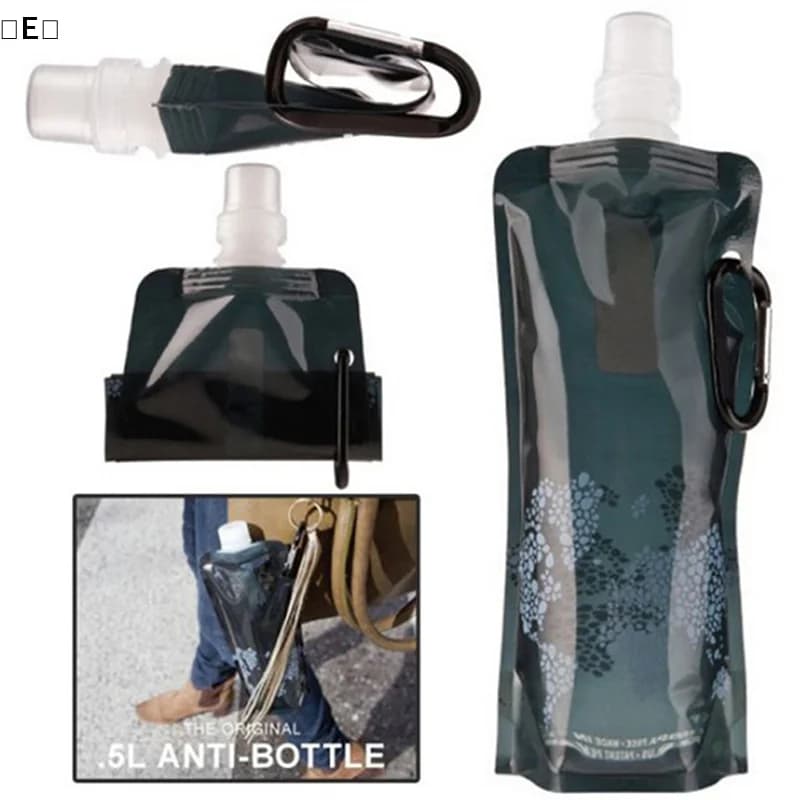 〔E〕1Pc Cups Bag Folding Plastic Collapsible Outdoor Sport Portable Water Bottle 〔Winter5〕