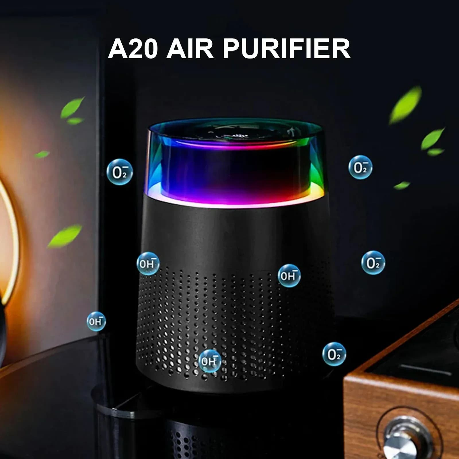 Mini Automotive Air Purifier HEPA Filter Negative Ion Odor Removal Low Noise for Car Home Desktop Travel