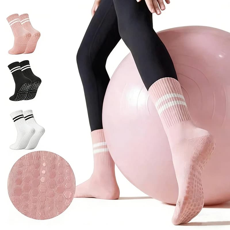 Calzini Antiscivolo da Donna per Pilates con Grip, 4 Paia di Calzini Yoga per Barre, Danza e Ballet, Calzini Antiscivolo Resistenti