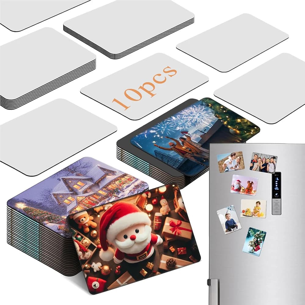 10 Pezzi Magneti Vuoti per Sublimazione, Magneti Decorativi per Frigorifero, Adesivi per Frigo e Forno a Microonde