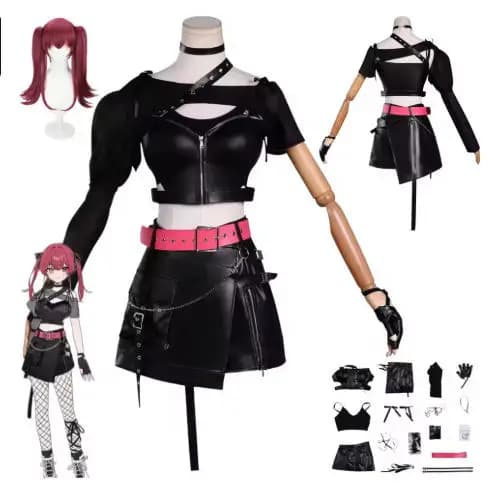 Costume Cosplay di Hololive Houshou Marine, YouTuber Virtuale, Uniforme JK Nera, Abito Sexy da Donna per Feste di Natale e Carnevale