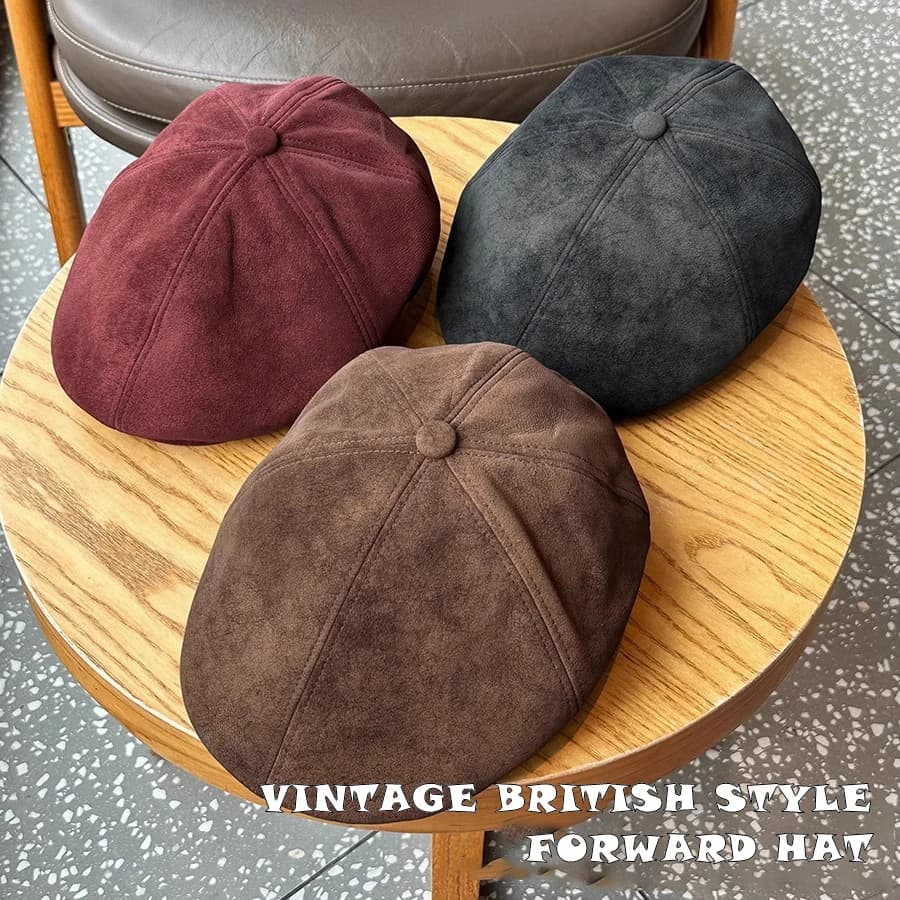 Vintage Suede Newsboy Cap Men Women Casual British Style Timeless Ivy Cap Classic Unisex Design Gatsby Flat Cap for All Seasons