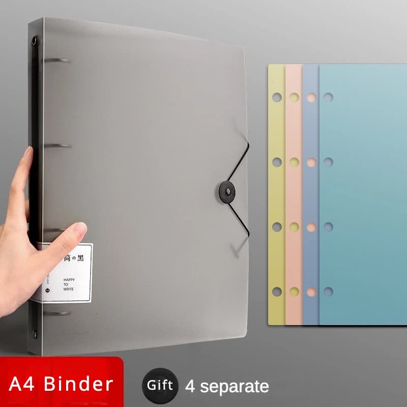 Cartella portadocumenti con raccoglitori ad anelli A4 con 4 pezzi pagine separate Porta documenti di grande capacità Organizzatore da scrivania Cartella Organizzatore