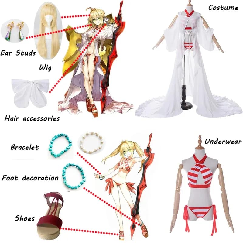 Anime FGO Fate Grand Order Cosplay Black Emperor Cosplay Costume Cosplay Sexy bikini swimsuit Bothing Suit Halloween Carnival Dresses