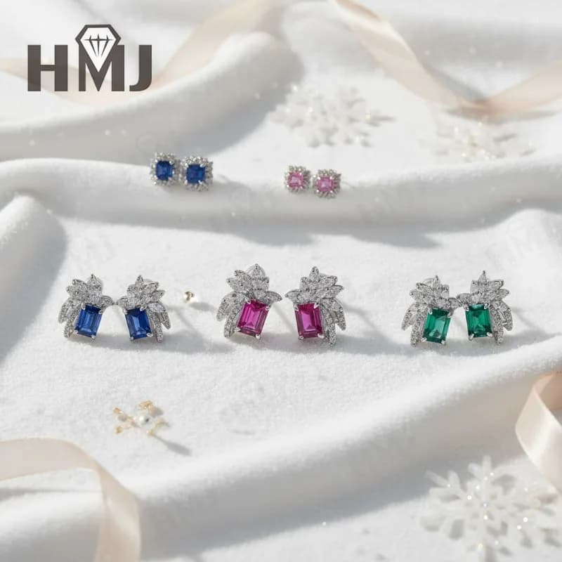 Orecchini con torre di zucchero smeraldo 1,3-2,5 CT Pietra preziosa coltivata in laboratorio Lato Moissanite Diamante per donna Uomo Festa di Natale Regalo caldo preferito