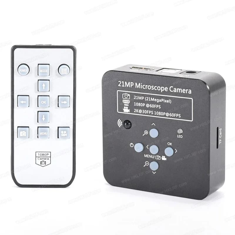 Fotocamera per microscopio industriale elettronico 2K 21MP 1080P 60FPS USB + adattatore con attacco C 0,5X + cavo USB + telecomando